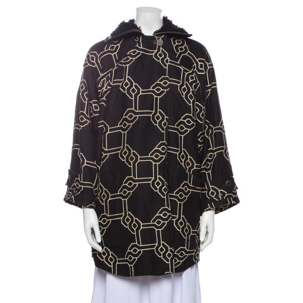 Vintage Gianni Versace Black and White Patterned Coat